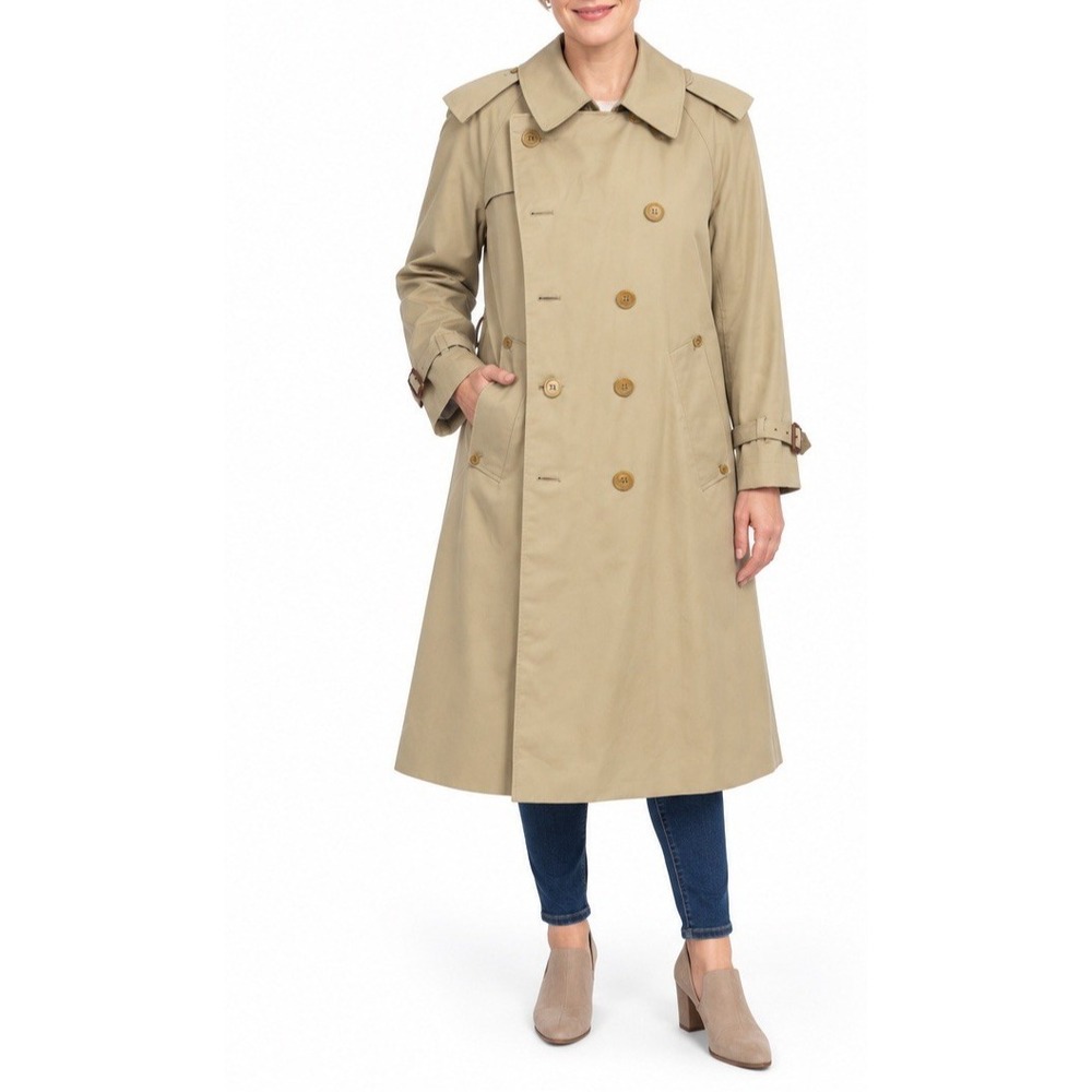 Vintage Aquascutum Aqua 5 Women's Beige Trench Coat Belted Made in Canada